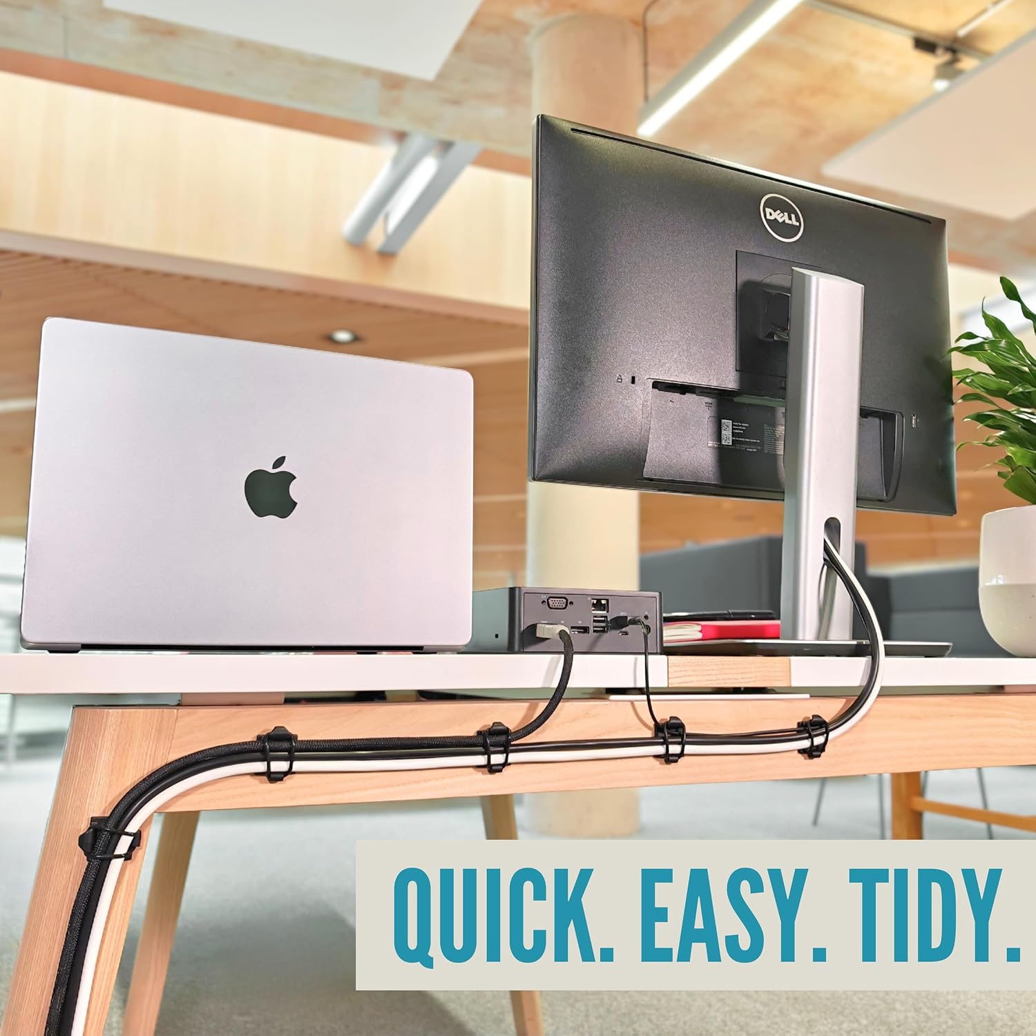[Made in the UK] 10-Pack Adjustable Elastic Adhesive Cable Clips, Wire Management Holder, Cord Organizer for Home