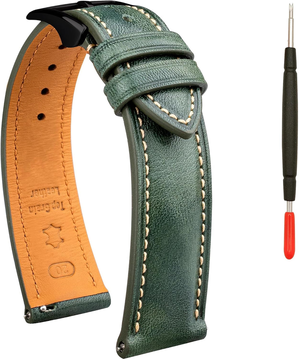 20mm Leather Watch Strap Watch Band for Men, Two Tone Oil-tanned Top Grain Leather Watch Straps 18mm 20mm 21mm 22mm