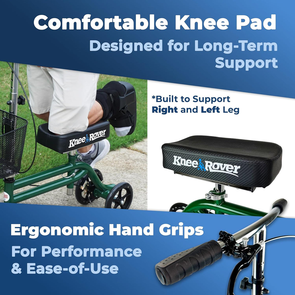 Steerable Knee Scooter Knee Walker for Adults for Foot Surgery, Broken Ankle, Foot Injuries - Foldable Knee Rover