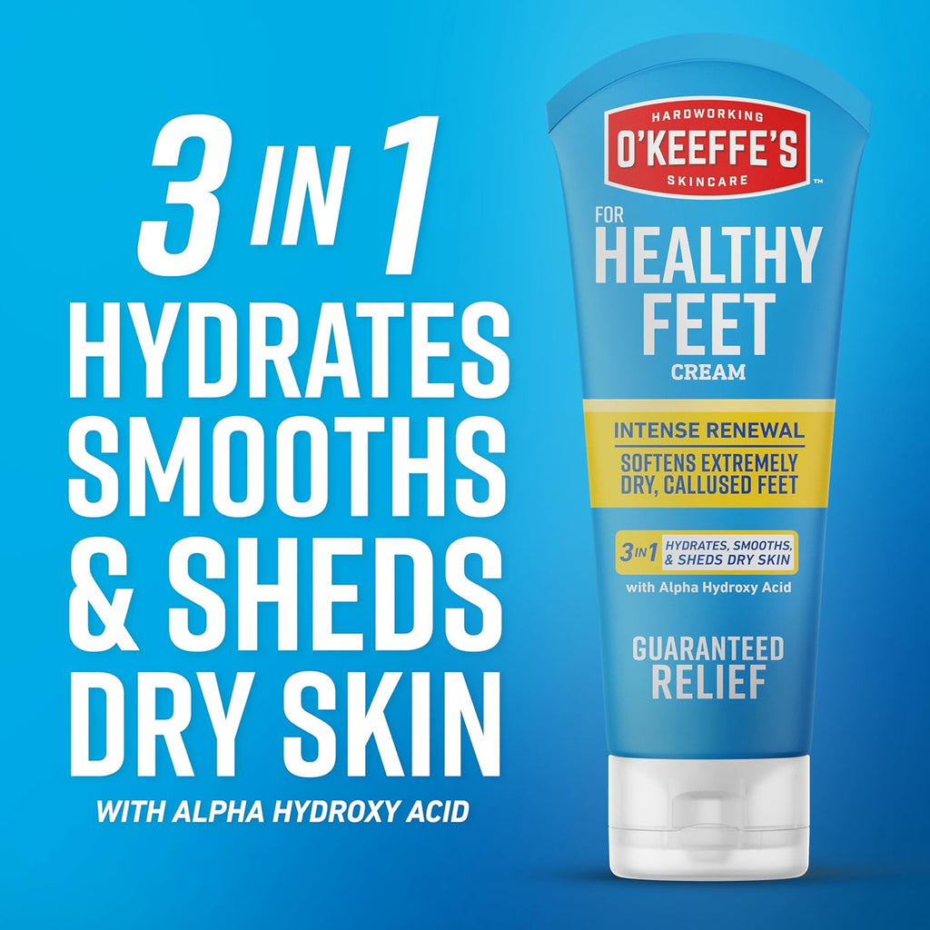 Healthy Feet Intense Renewal Cream, 3 oz Tube, 1-Pack | Chemically Exfoliates & Softens Extremely Callused Dry Feet