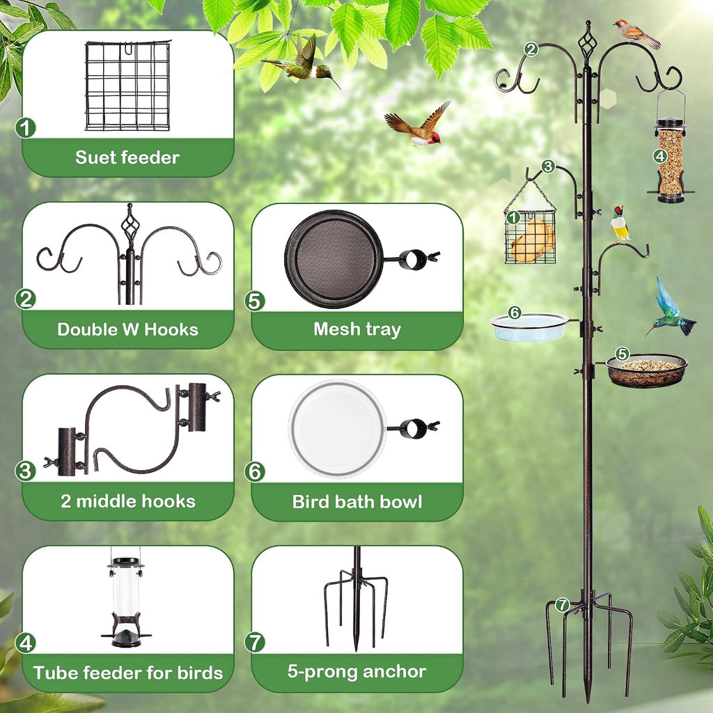 Bird Feeding Station Kit, 87 Inch Bird Feeder Pole for Outside