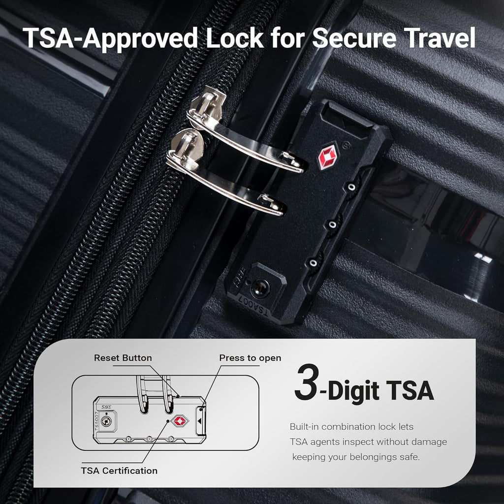4 Piece PP Hardside Expandable Luggage Set - Lightweight 29/25/21/16 Inch Spinner Suitcase with TSA Lock &