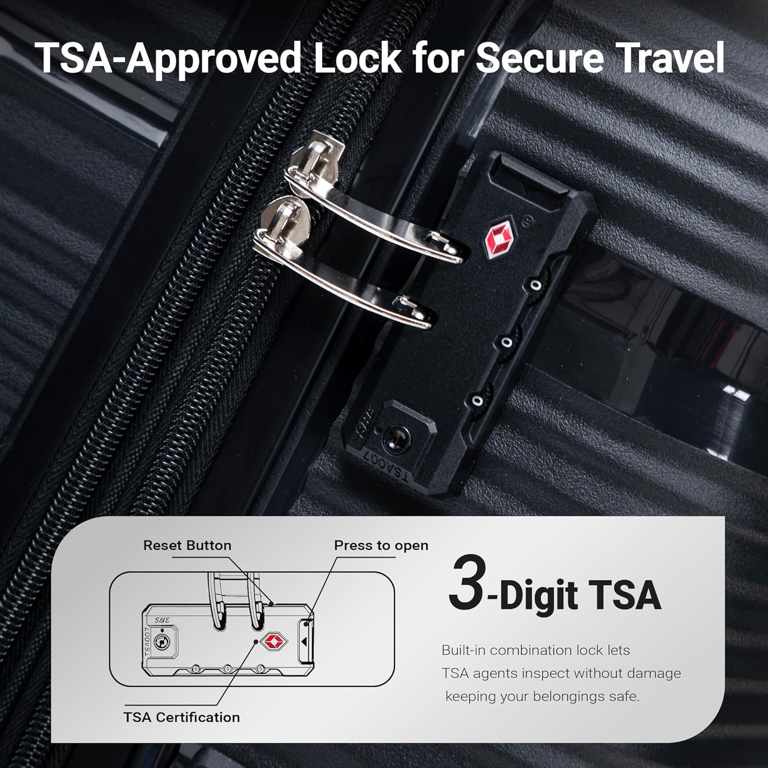 4 Piece PP Hardside Expandable Luggage Set - Lightweight 29/25/21/16 Inch Spinner Suitcase with TSA Lock &