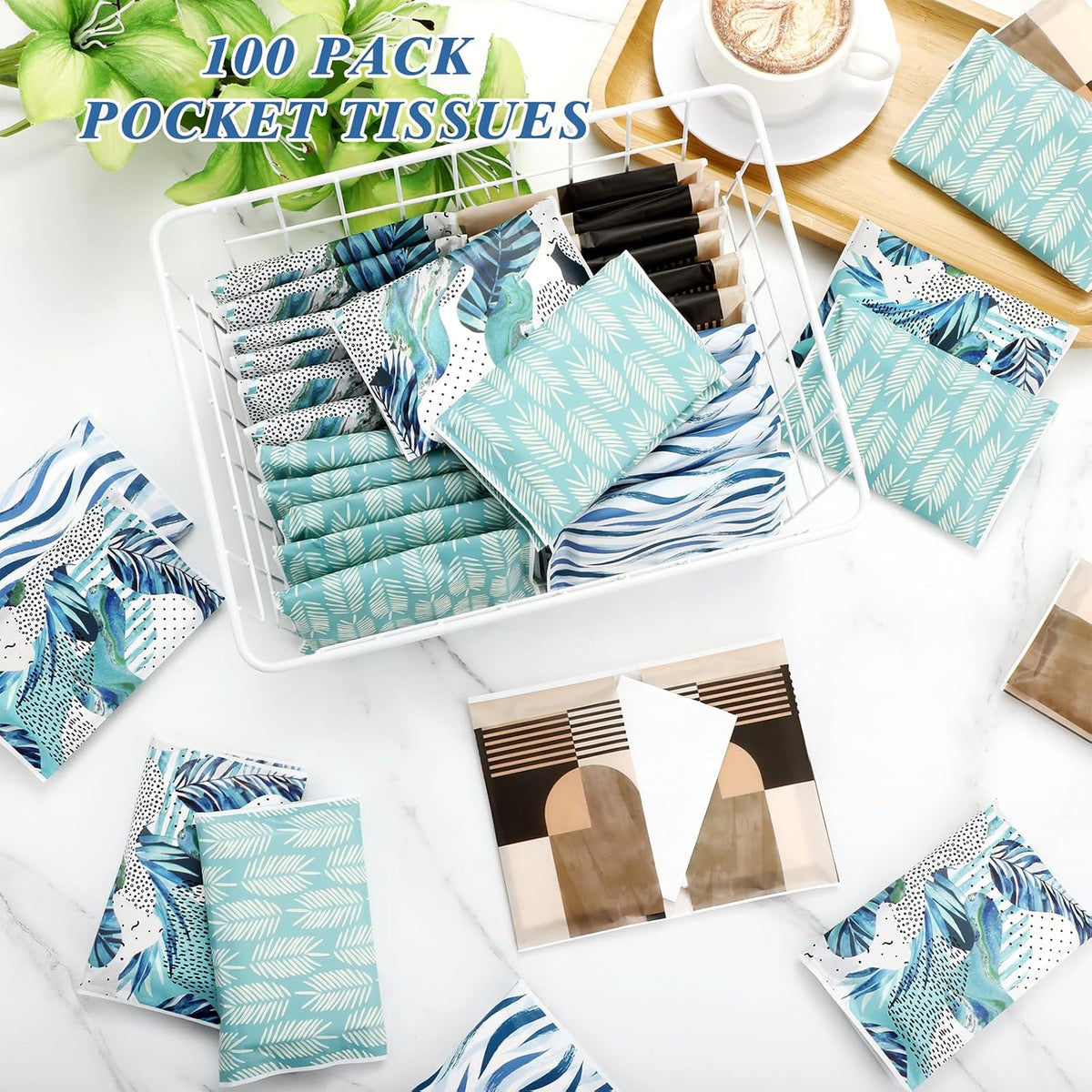 100 Pack Pocket Tissues, 3 Ply Travel Size Pocket Tissues