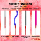 Silicone Bottle Brush 12.5 inch with 2 Straw Cleaners – Red