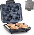 Multi Mini Waffle Maker, Makes 4 Waffles at Once, Graphite | Small Waffle Iron for Families, Kids Breakfast