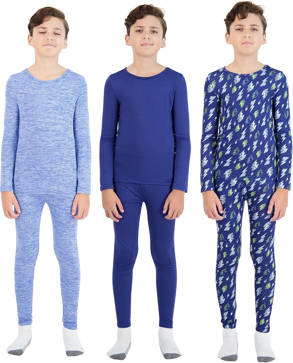 6 Piece Boys Base Layers Set for Kids | Toddler and Kids Moisture Wicking Lightweight Thermal Underwear Set