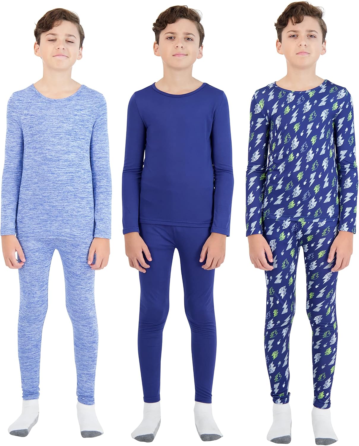6 Piece Boys Base Layers Set for Kids | Toddler and Kids Moisture Wicking Lightweight Thermal Underwear Set