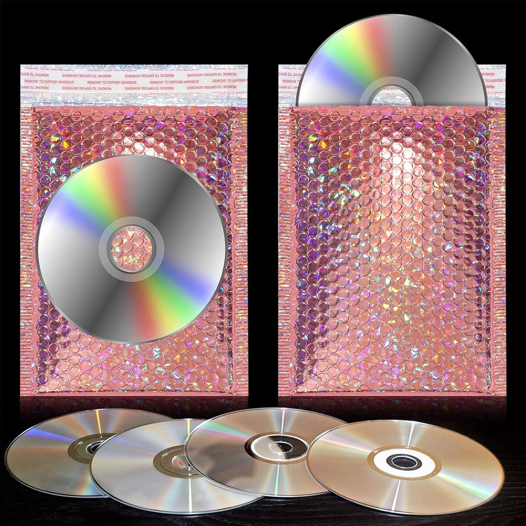 30 Pack Holographic Bubble Mailers, 11 x 7 Inch, Rose Gold