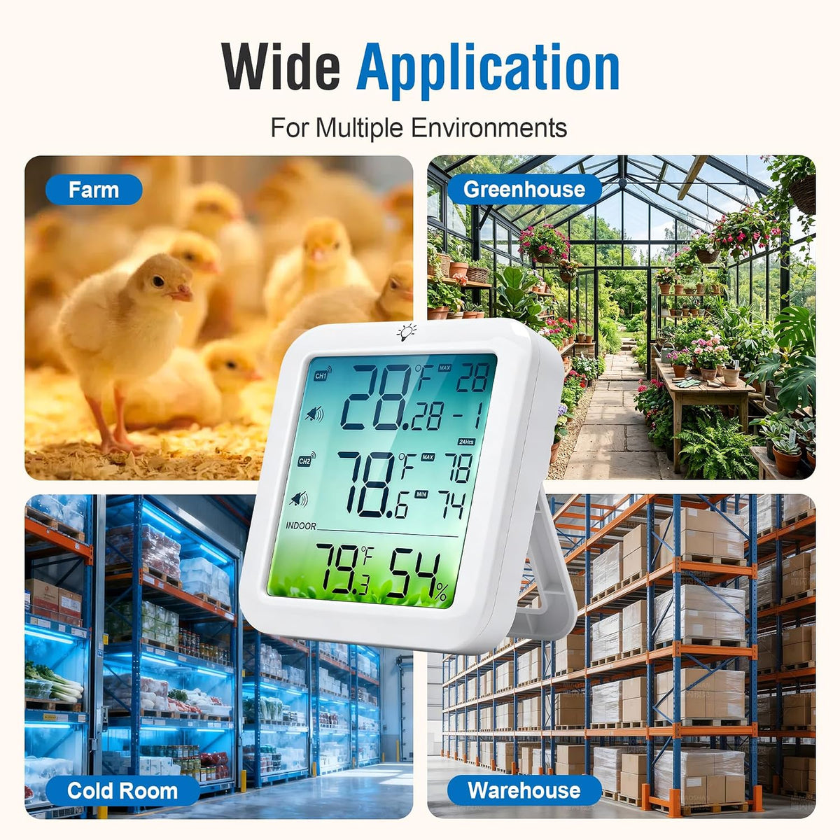 Refrigerator Thermometer with Alarm Freezer Thermometer with 2 Probes