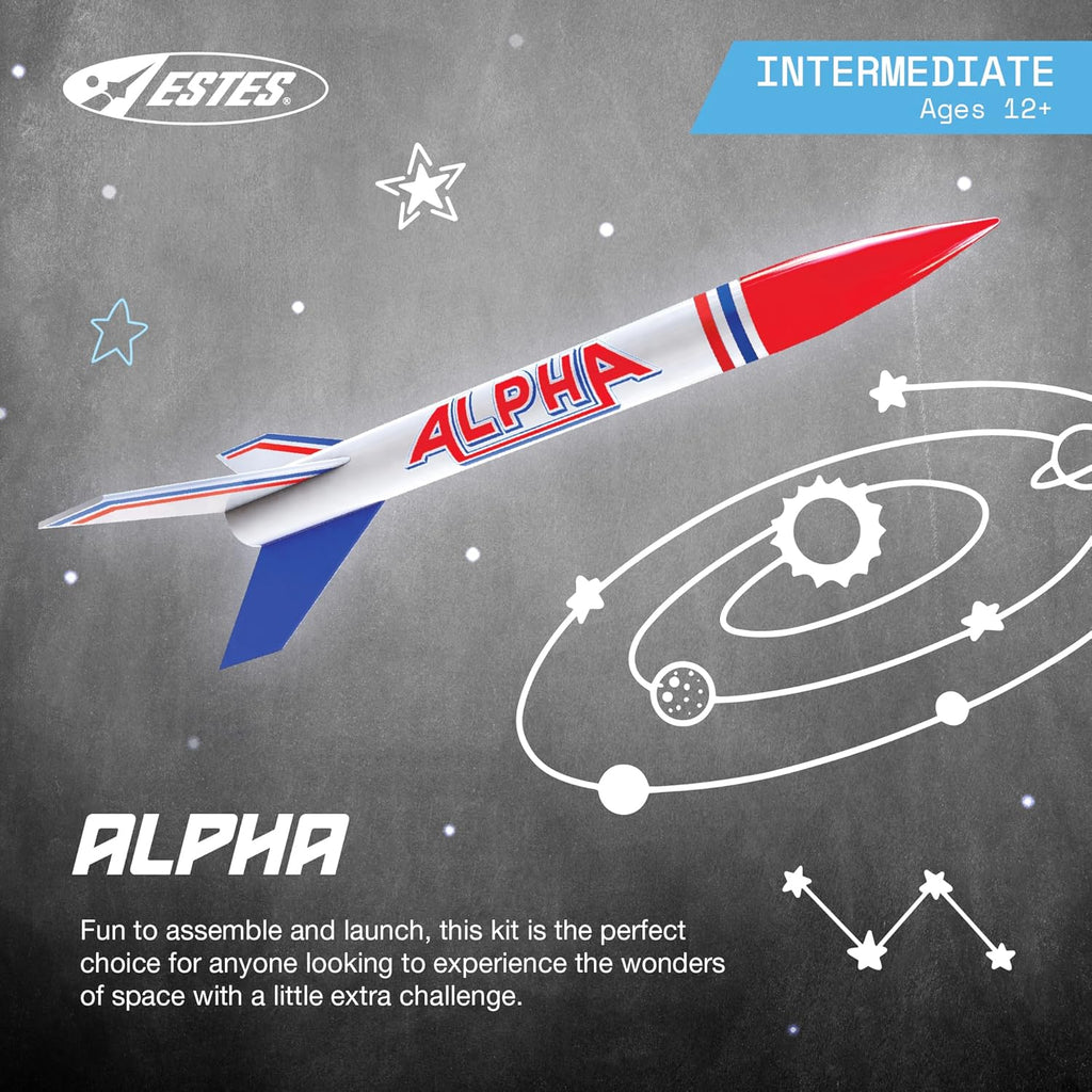1225 Alpha Rocket-Building Kit, Intermediate Flying-Rocket-Model Kit for Ages 10+