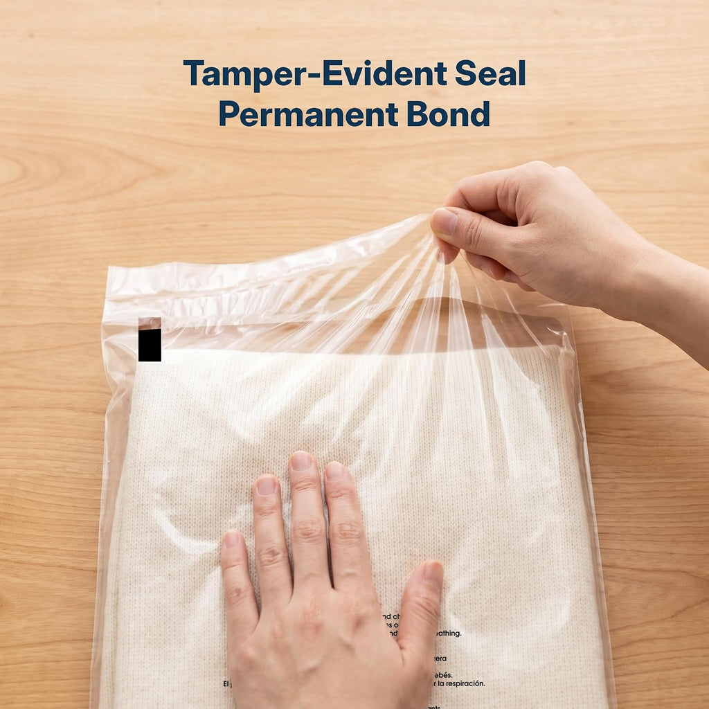 8” X 10” (200 Count) Self Seal Clear Poly Bags with Suffocation Warning