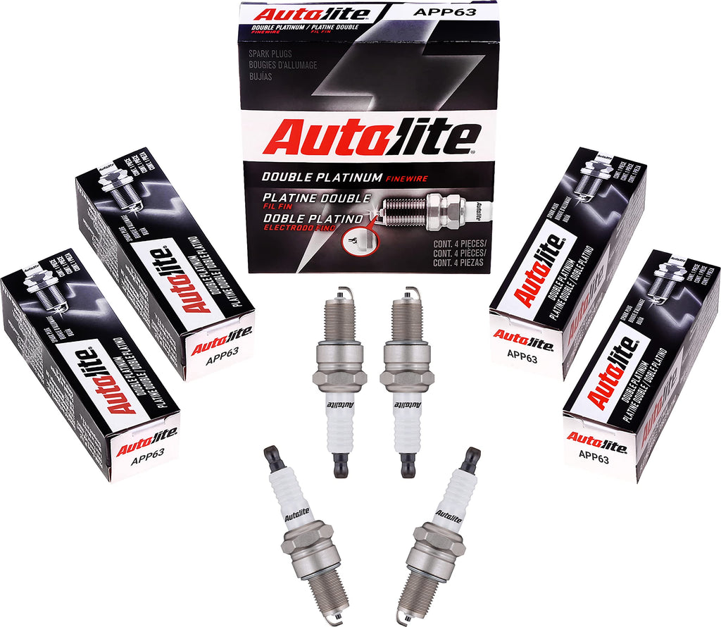 Autolite APP63 Double Platinum Automotive Replacement Spark Plugs (4 Pack)