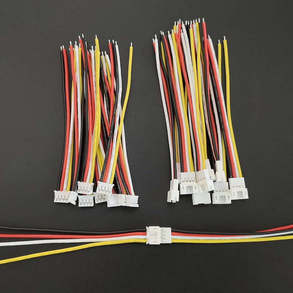 10 Pairs Mini Micro JST PH2.0mm 4Pin Male and Female Connector Plug with 10cm 22 AWG Soft Silicone Cable Wire for LED Light Strip