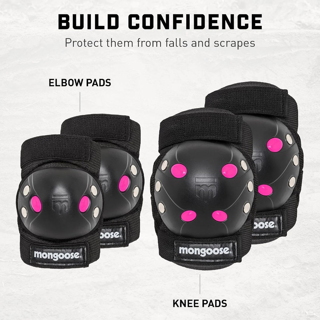 Kids BMX Bike Gel Knee and Elbow Pad Set, Multi-Sport Protective Gear for Boys and Girls Age 8 and Up, Kneesavers and