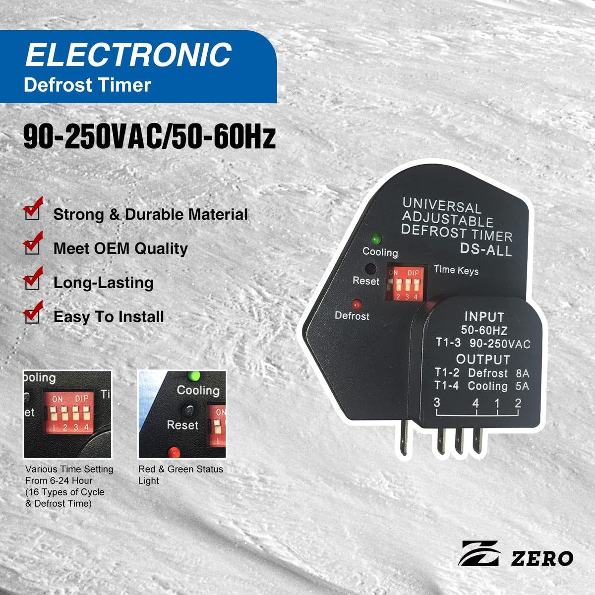 Zero DS-All Adjustable Defrost Timer Fridge Freezer Replacement