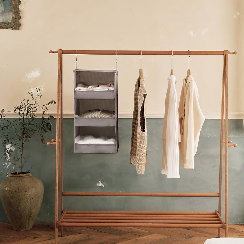 3-Shelf Hanging Closet Organizer and Storage, Collapsible Hanging Closet Shelves, Hanging Organizer for Closet & RV