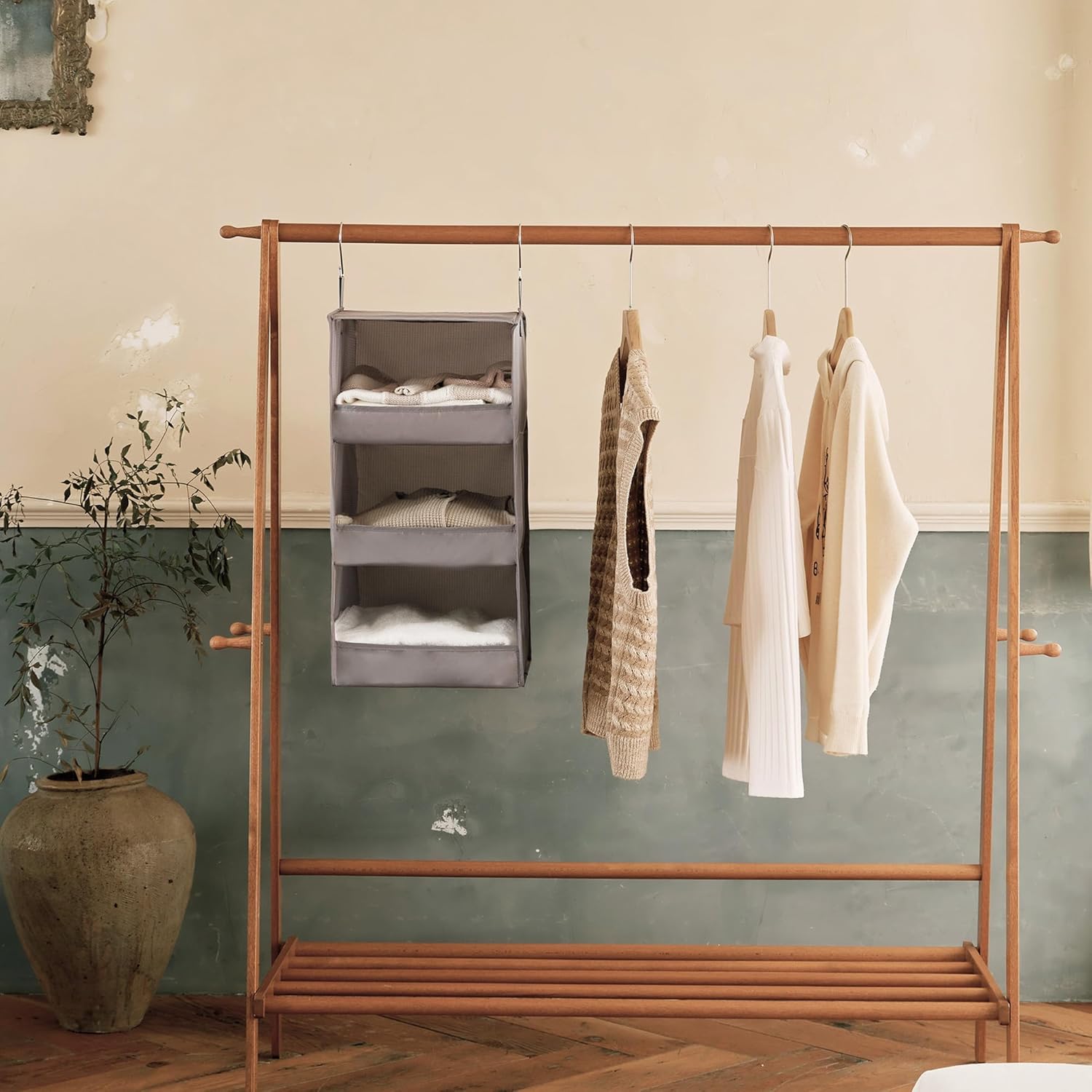 3-Shelf Hanging Closet Organizer and Storage, Collapsible Hanging Closet Shelves, Hanging Organizer for Closet & RV