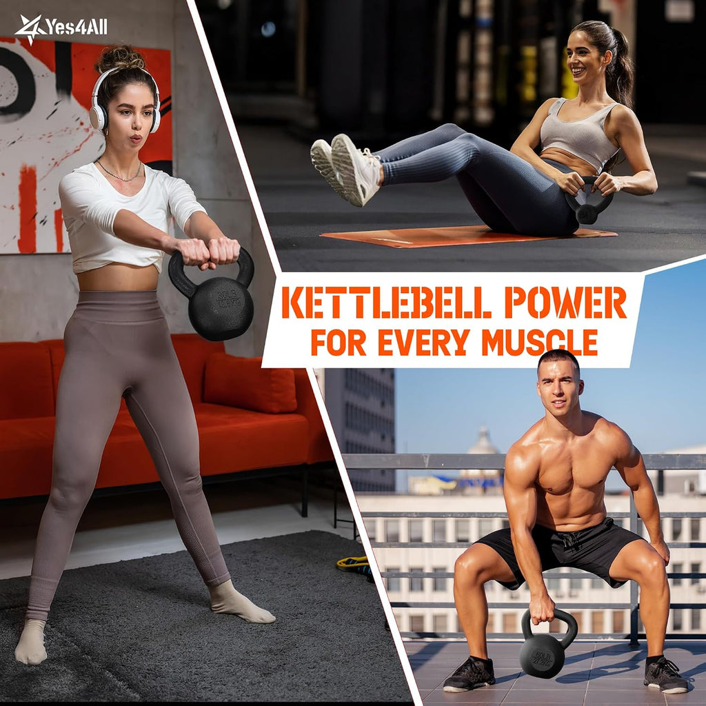 Cast Iron Kettlebell, Strength Training Kettlebells 5-80 Lb (5,10,15,20,25,30,35,40,45,50,60,70,80 Lb) for Full Body