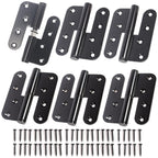 6-Pack Black Heavy Duty Lift Off Hinge, 4" X 3.5 Inch H-Shaped Door Hinges