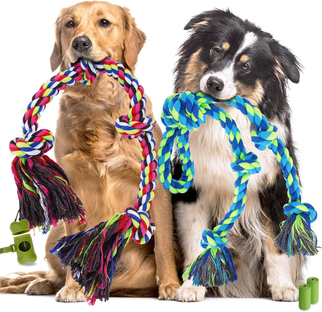 Tough Dog Rope Toys for Aggressive Chewers, Tough Tug of War Dog Toys for Large, Medium & Small Dogs – 5 Pack