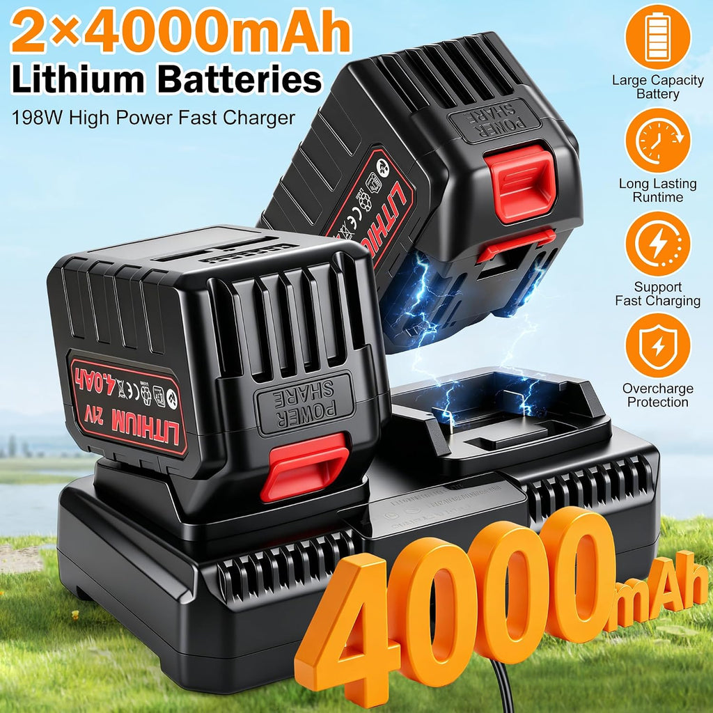 Auger Post Hole Digger,Electric Earth Auge, Equipped with 6-Inch Drill Bit and Two 4.0Ah Batteries. It Supports