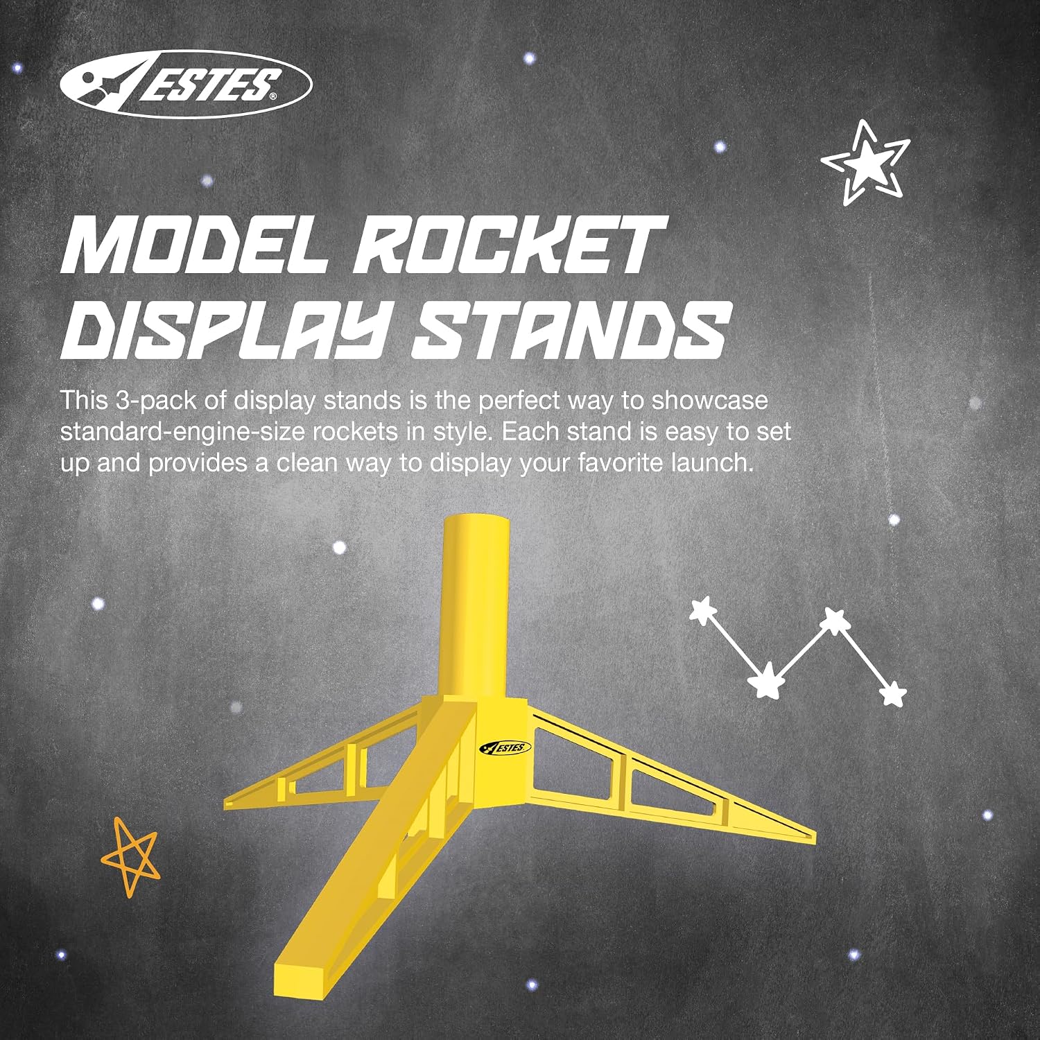 2291 Pack of 3 Model Rocket Display Stands, Flying-Rocket-Model Standard Holders, Rocket Model Kit Accessories for