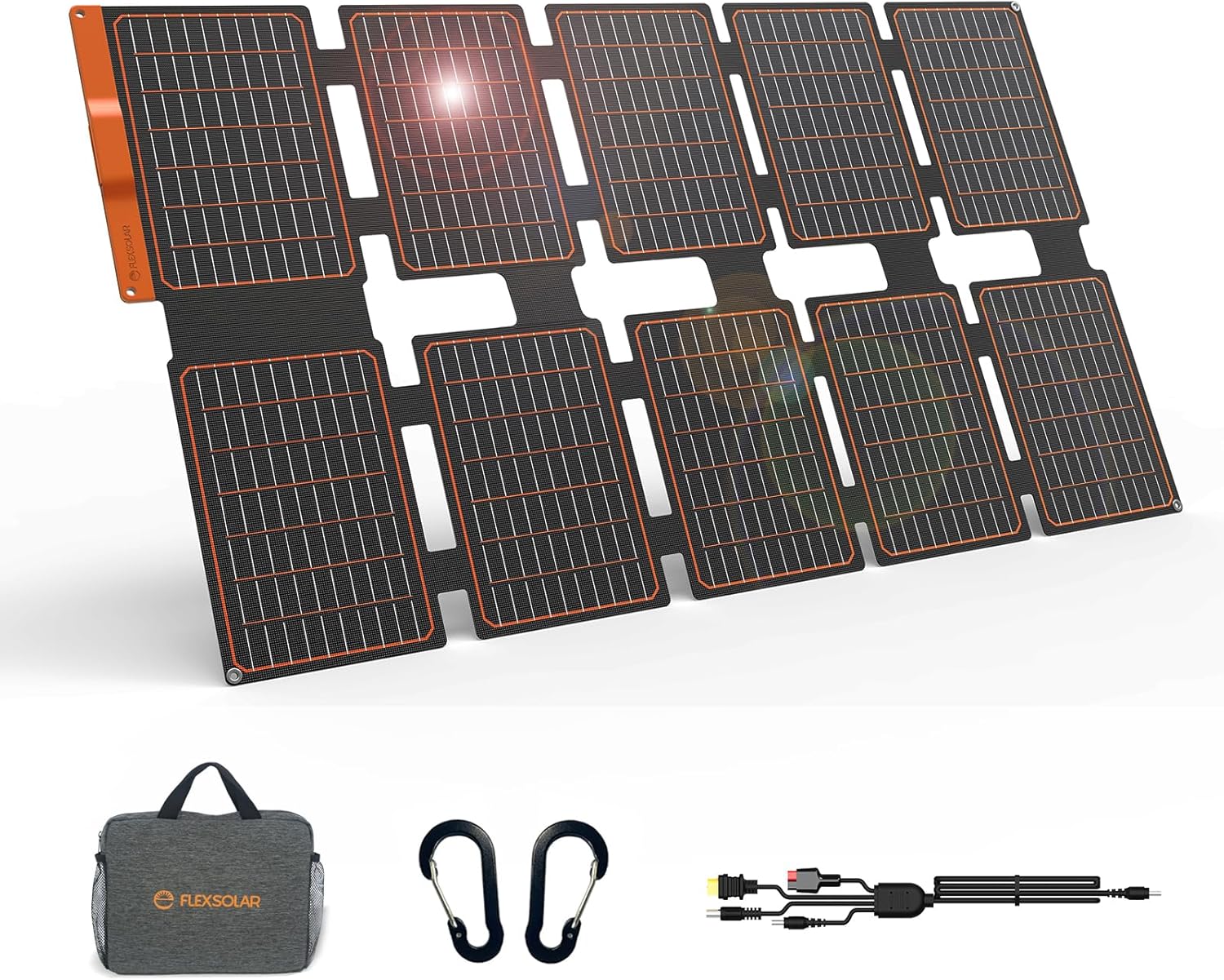 100W Foldable Portable Solar Panel Charger IP67 Waterproof | with PD3.0 USB-C, QC3.0 USB-A & DC Ports; Emergency