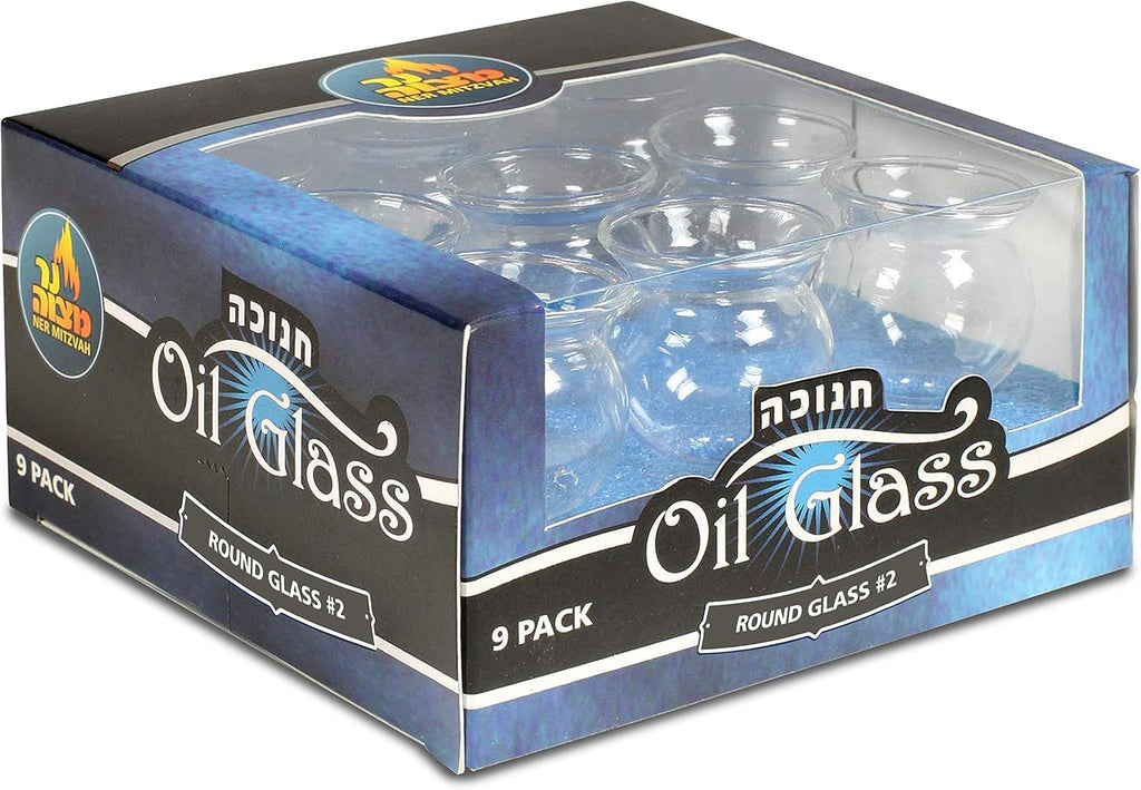 Hanukkah Menorah Glass Oil Cups - Elegant Holders for Oil for Shabbos and Chanukah – Durable Quality, Long-Lasting