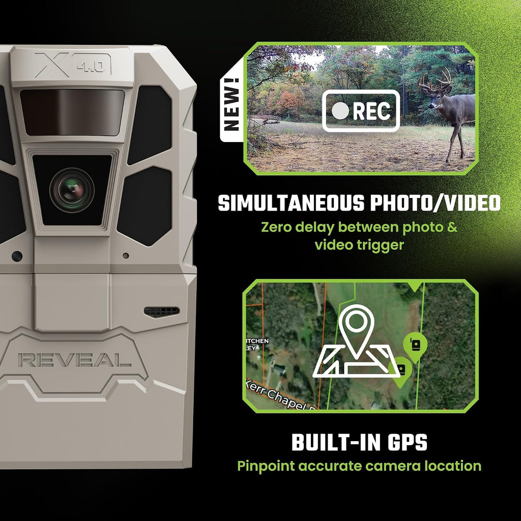 Reveal X 4.0 Cellular Trail Camera + Microfiber Cleaning Cloth | Night Vision, 4K Photo & 1080p Video, Industry-Best