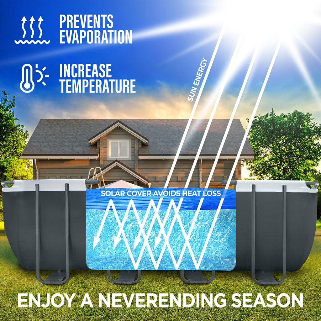 16' x 36' Rectangular Solar Cover for Inground and Above Ground Pools, 12 Mil - Premium Heavy Duty Solar Blanket for