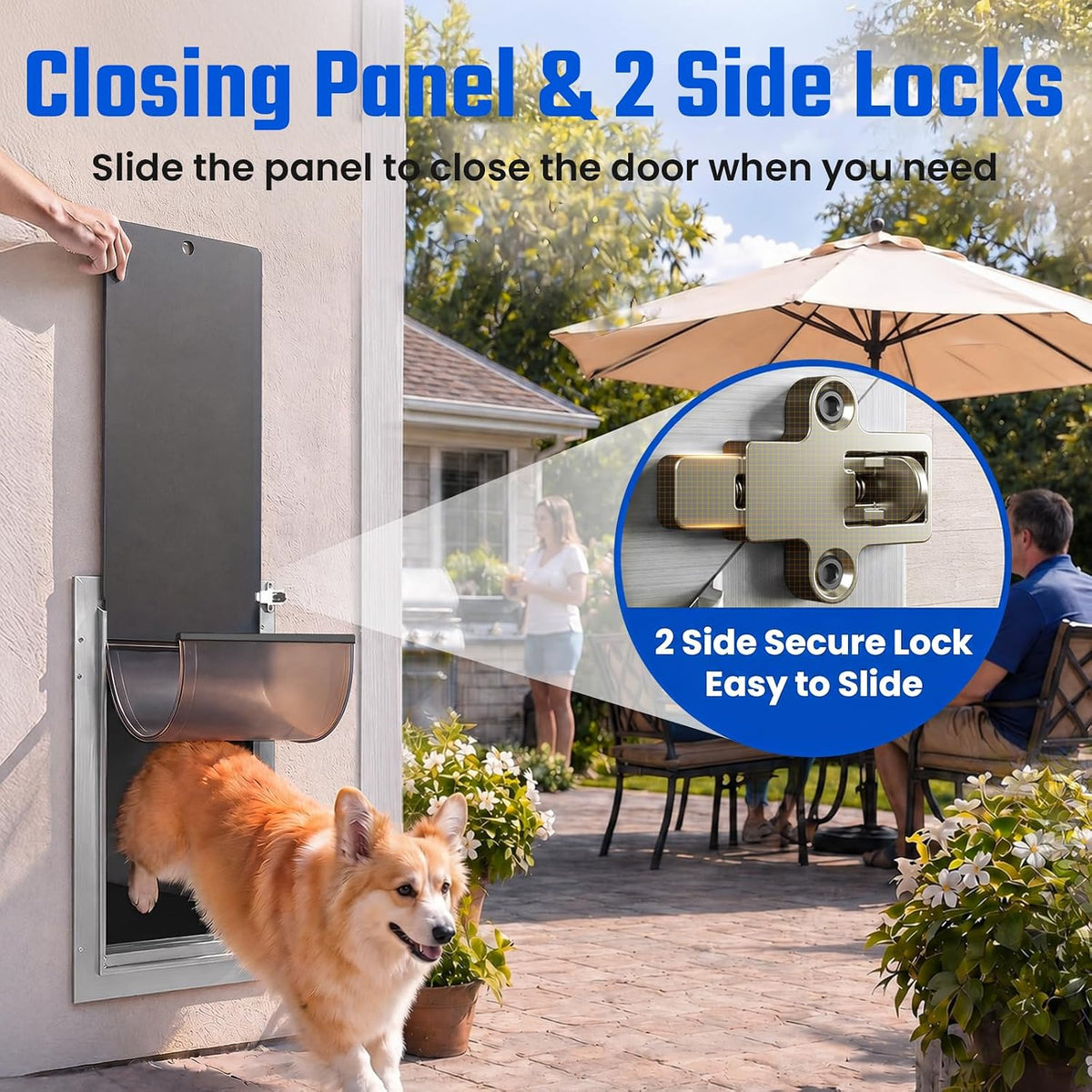 Dog Door for Wall, Medium Doggy Door, Heavy Duty Cat Pet Door, All Aluminum Frame, 2 Magnetic Flaps, Energy