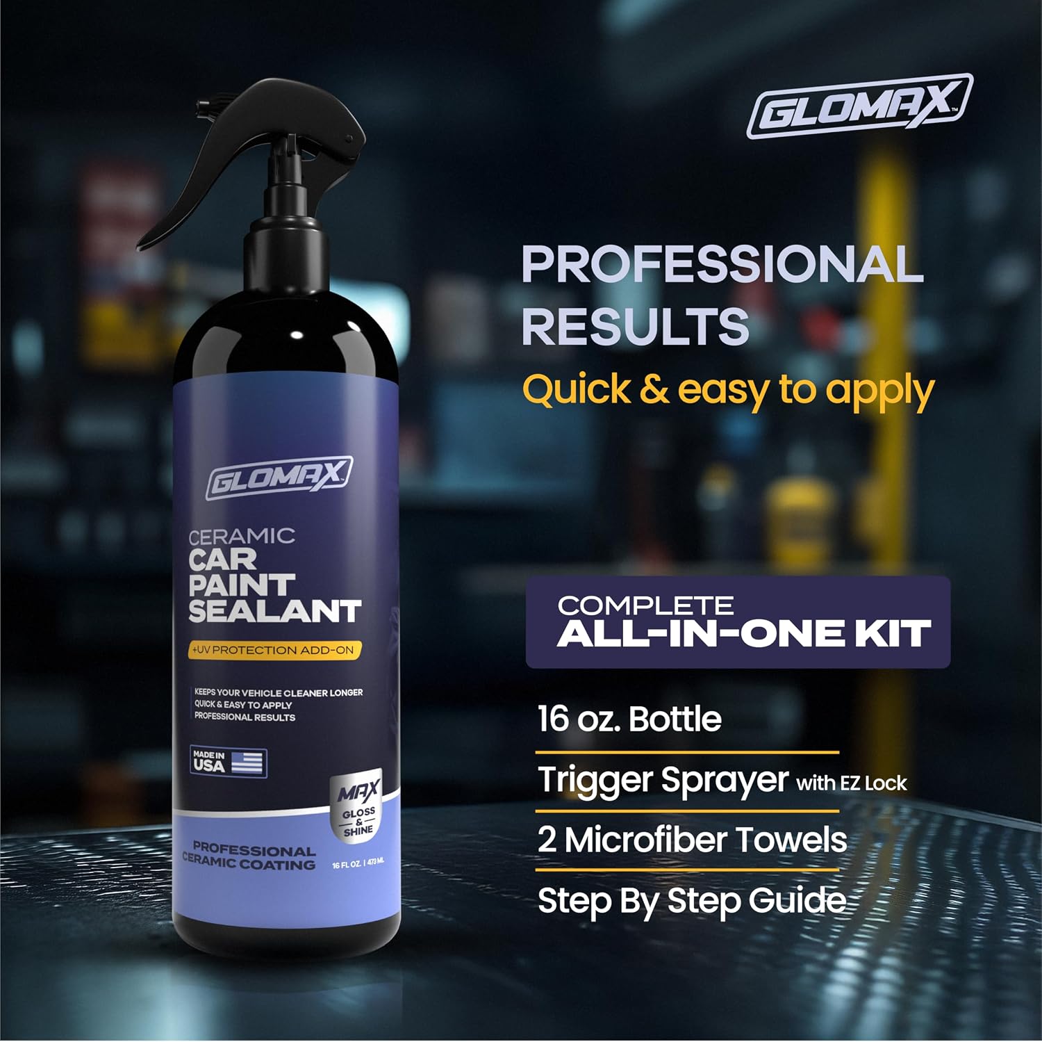 Premium Ceramic Coating for Cars with UV Protection (16 oz) – Extremely Hydrophobic & Slick Car Wax Spray