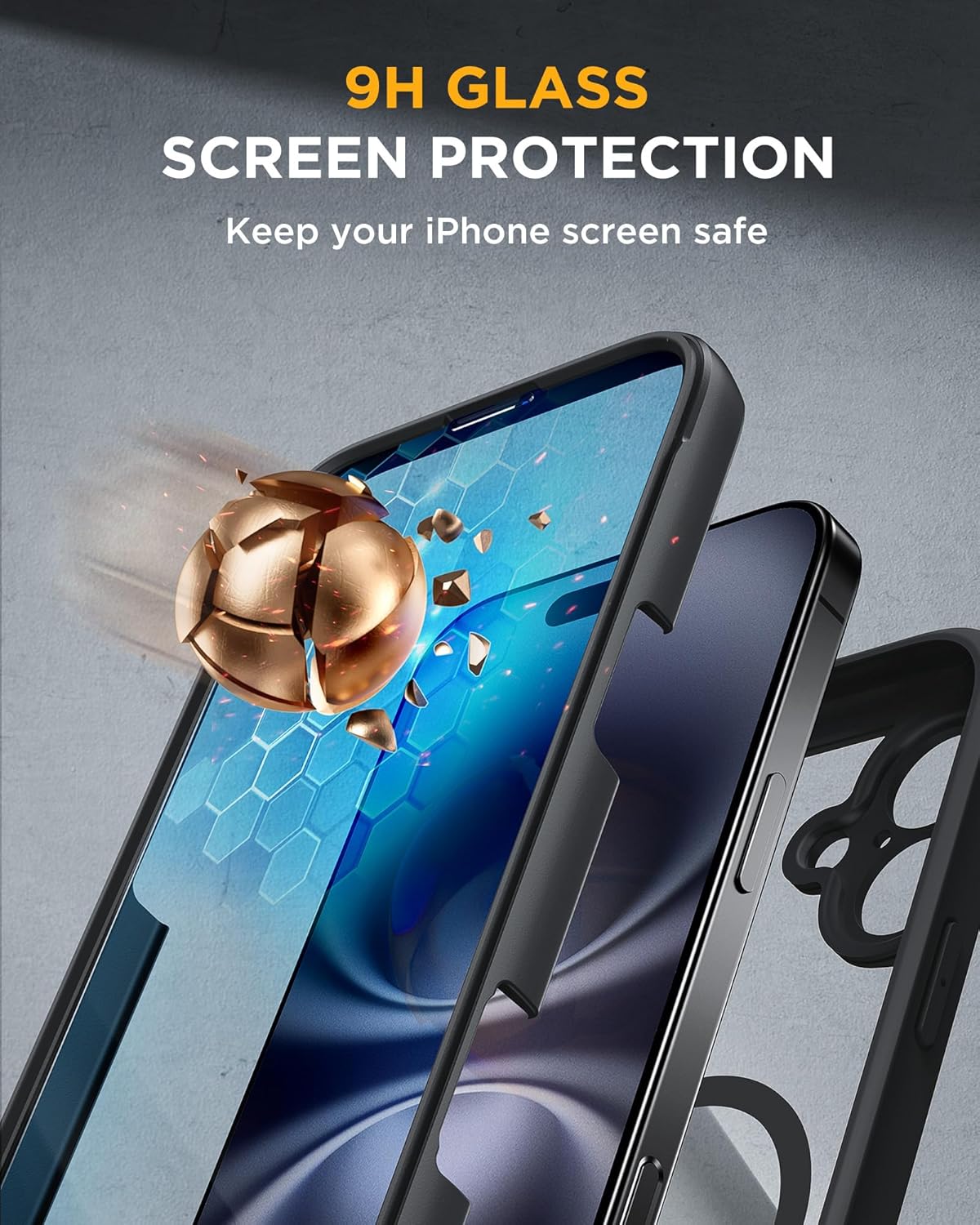 for iPhone 16 Case 6.1'', Full-Body Bumper Phone case with Built-in Full Glass Screen &Camera Control,No