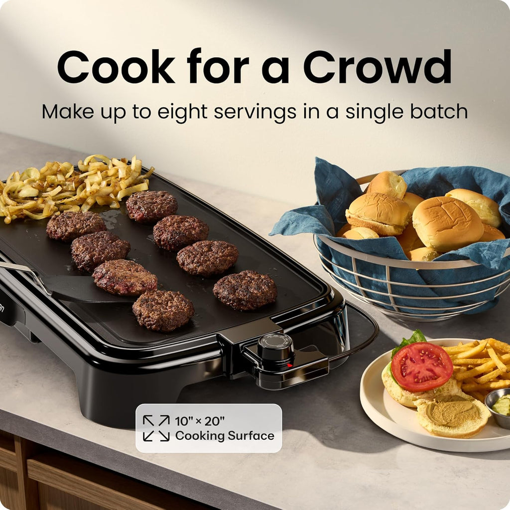 XL Electric Griddle with Removable Temperature Control, Immersible Flat Top Grill, Burger, Eggs, Pancake Griddle