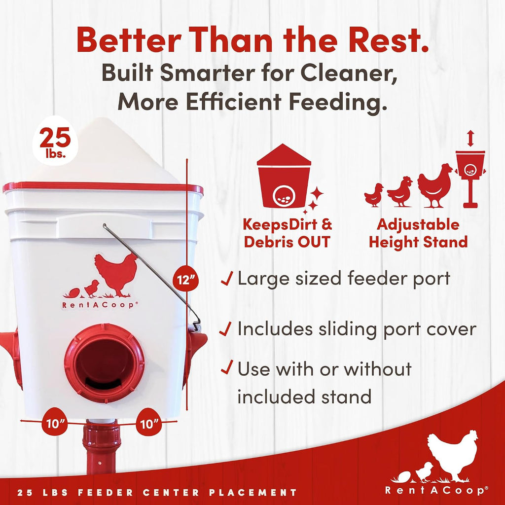 25lb Chicken Feeder with 4 Large Ports - Center Placement