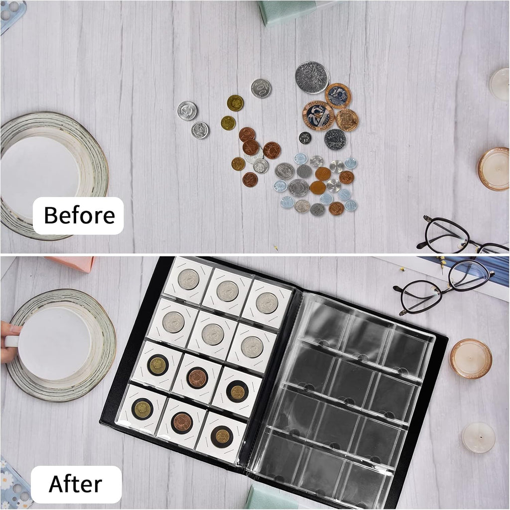 120 Pockets Coin Flip Holder Albums, 2x2 inches Coin Storage Books for Coin Cardboard Collection Holders, Collection