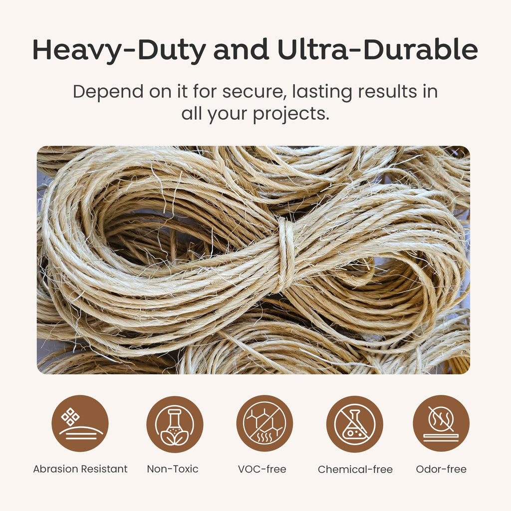 Premium Brazilian 262ft (80m) Coil Sisal Twine, 100% Natural Garden Twine for Plants, Crafts, Gift Wrapping, Packing
