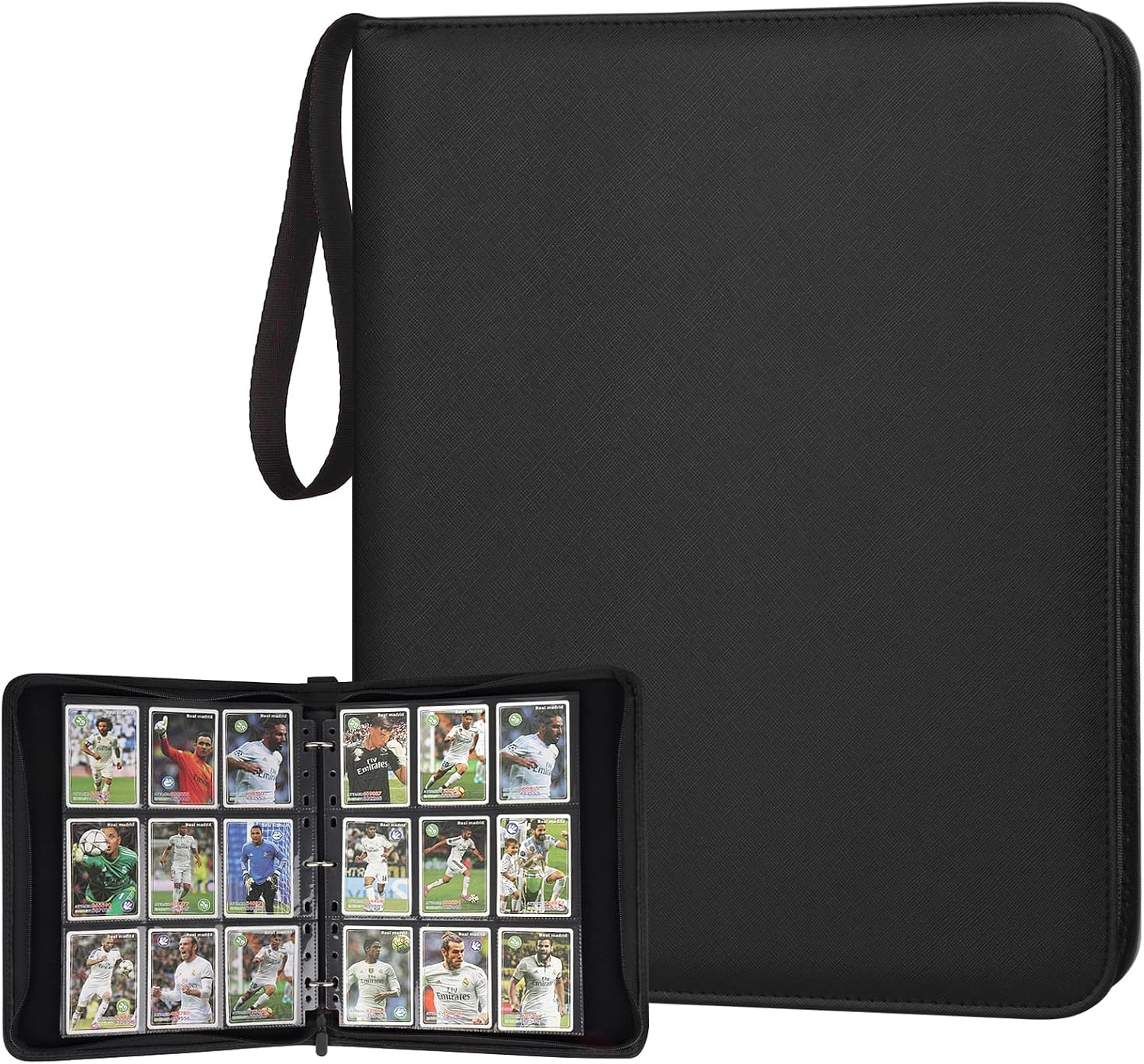 3 Ring 9 Pocket Zipper Card Binder, 720 Double Sided Standard PU Trading Card Album Folder for TCG & Sports Cards