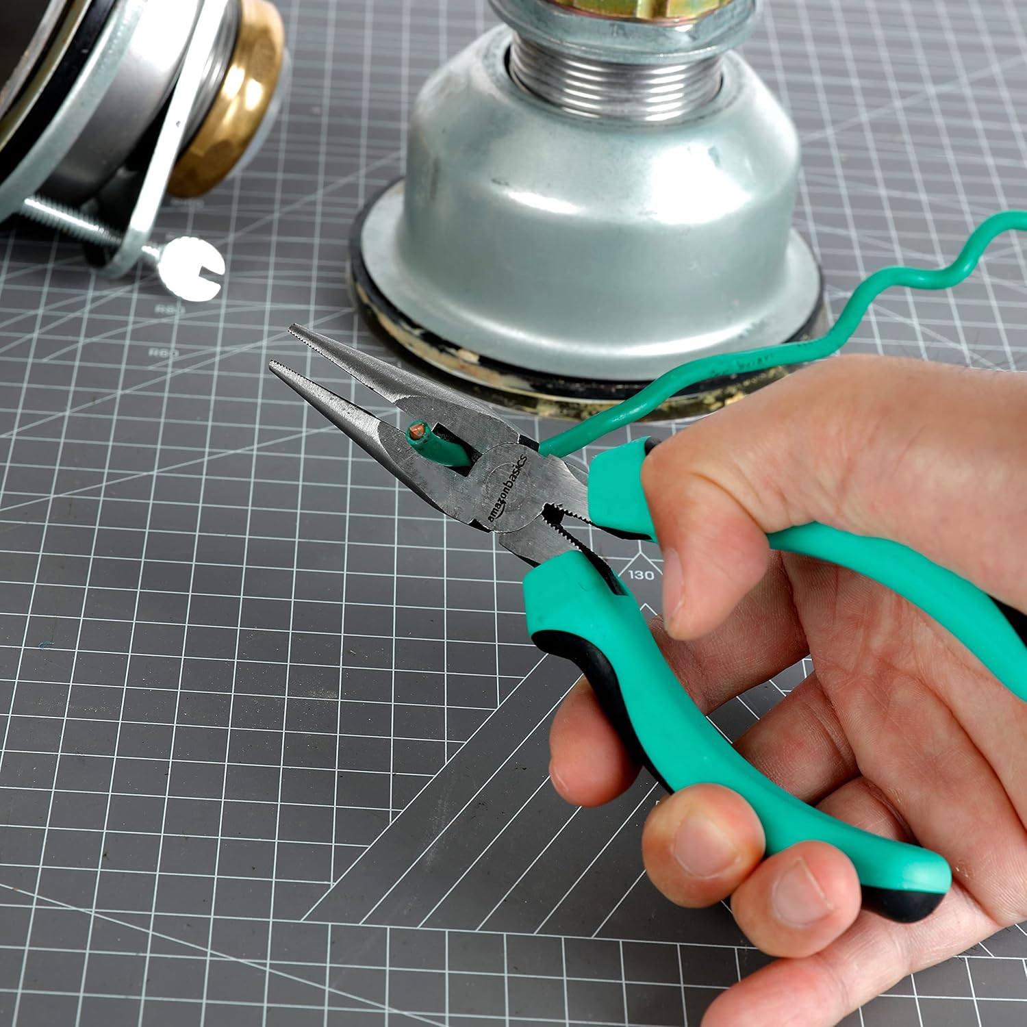 104-Piece Home Repair Household Tool Set with Easy Carrying Round Pouch, Portable Hand Tool Kit, Turquoise, 14.4 x