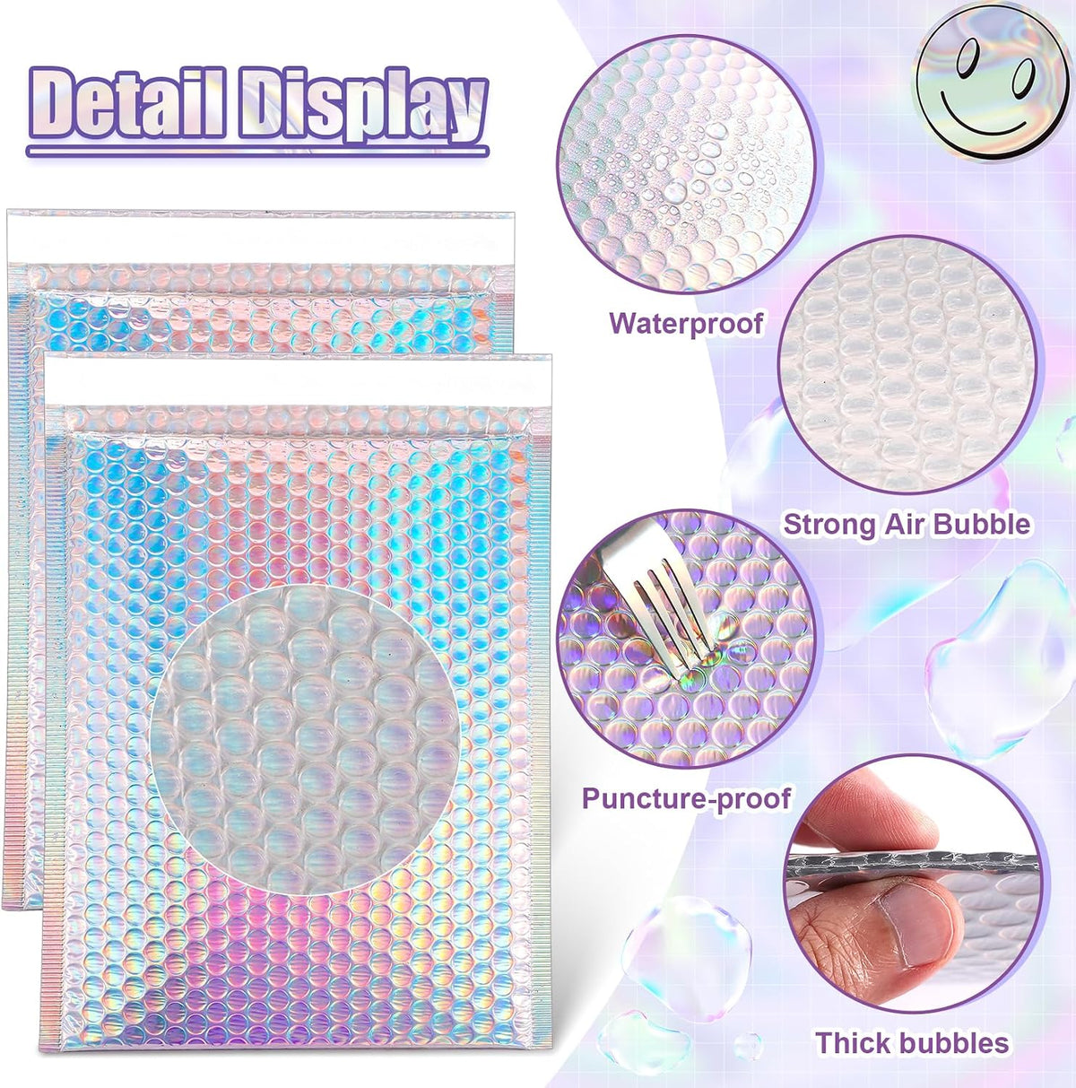 25 Pcs Holographic Bubble Mailers,Metallic Bubble Mailers,8.5 x 12 In