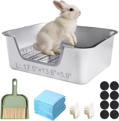 Stainless Steel Rabbit Sifting Litter Box (L)