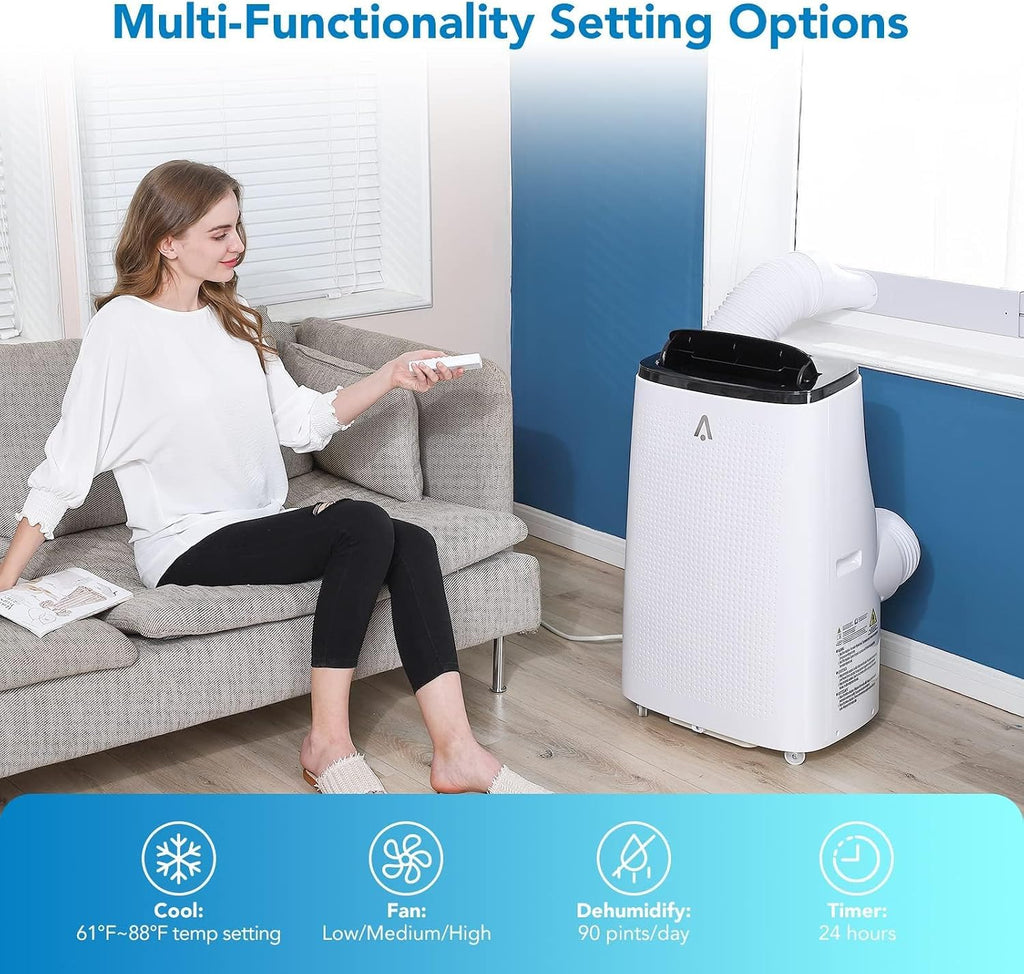 14000 BTU Portable Air Conditioners with Remote Control, 3-in-1 Free Standing Cooling AC Unit with Fan &