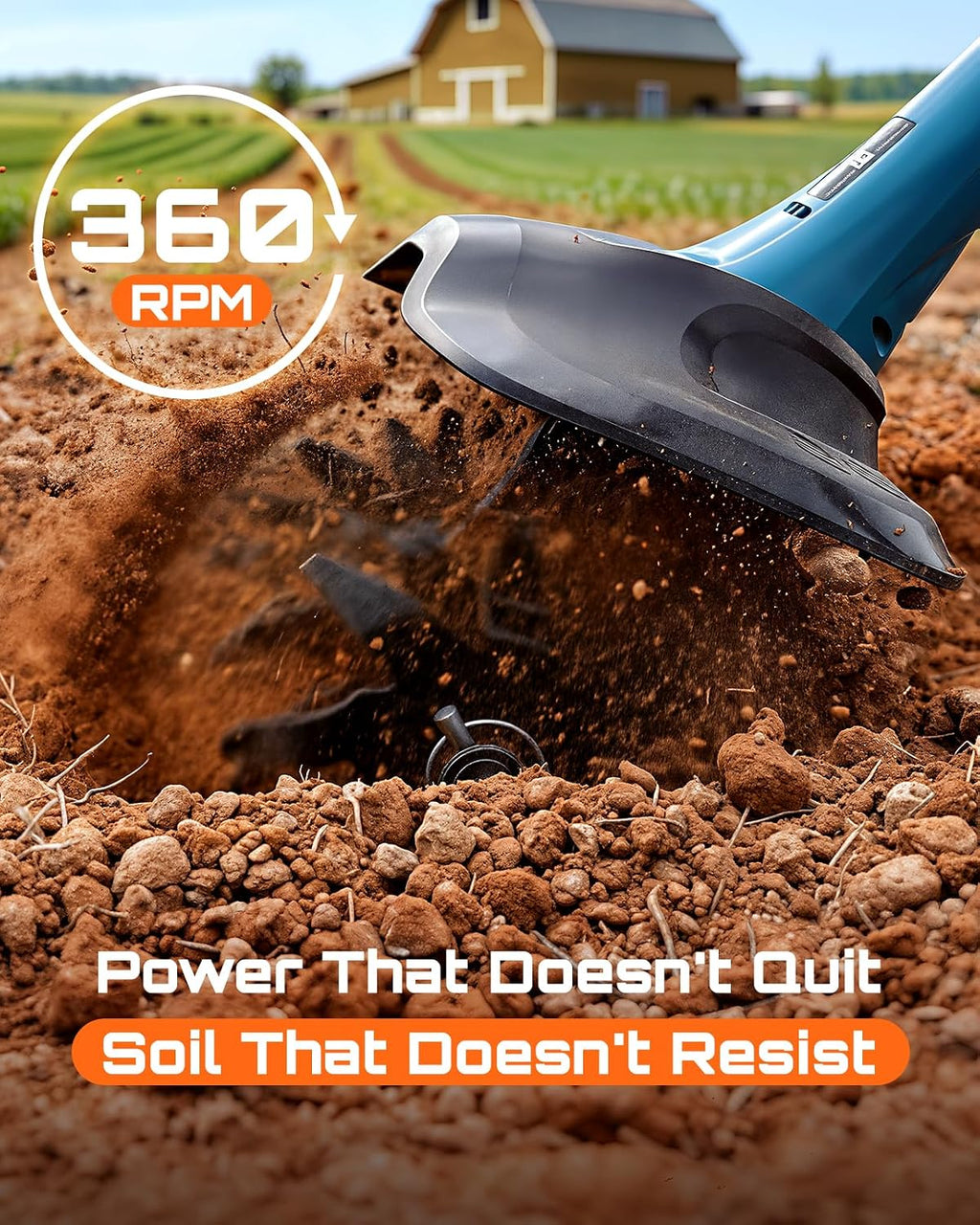 Cordless Tiller Cultivator, 20V Electric Tiller for Gardening | 360RPM, 2 x4.0Ah Batteries, 9" Width 6.6" Depth