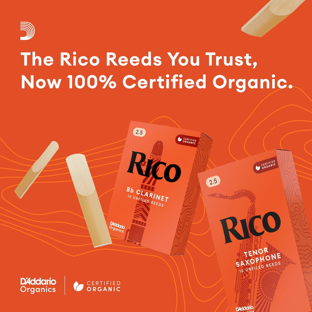 Rico Organic Alto Saxophone Reeds, Strength 2.5, 25 Pack | Rico Organic Alto Saxophone Reeds provide consistent