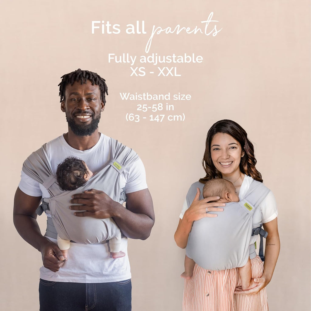 Bliss Pre-Wrapped Baby Wrap Carrier, Newborn Sling, Gray | Stretchy Hybrid Sling that slips on in seconds, no tying