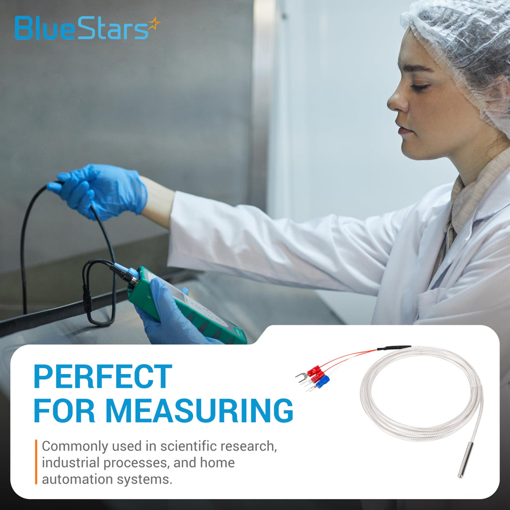 BlueStars PT100 3-Wire (4×30MM) Waterproof Temperature Sensor Probe 6.6Ft