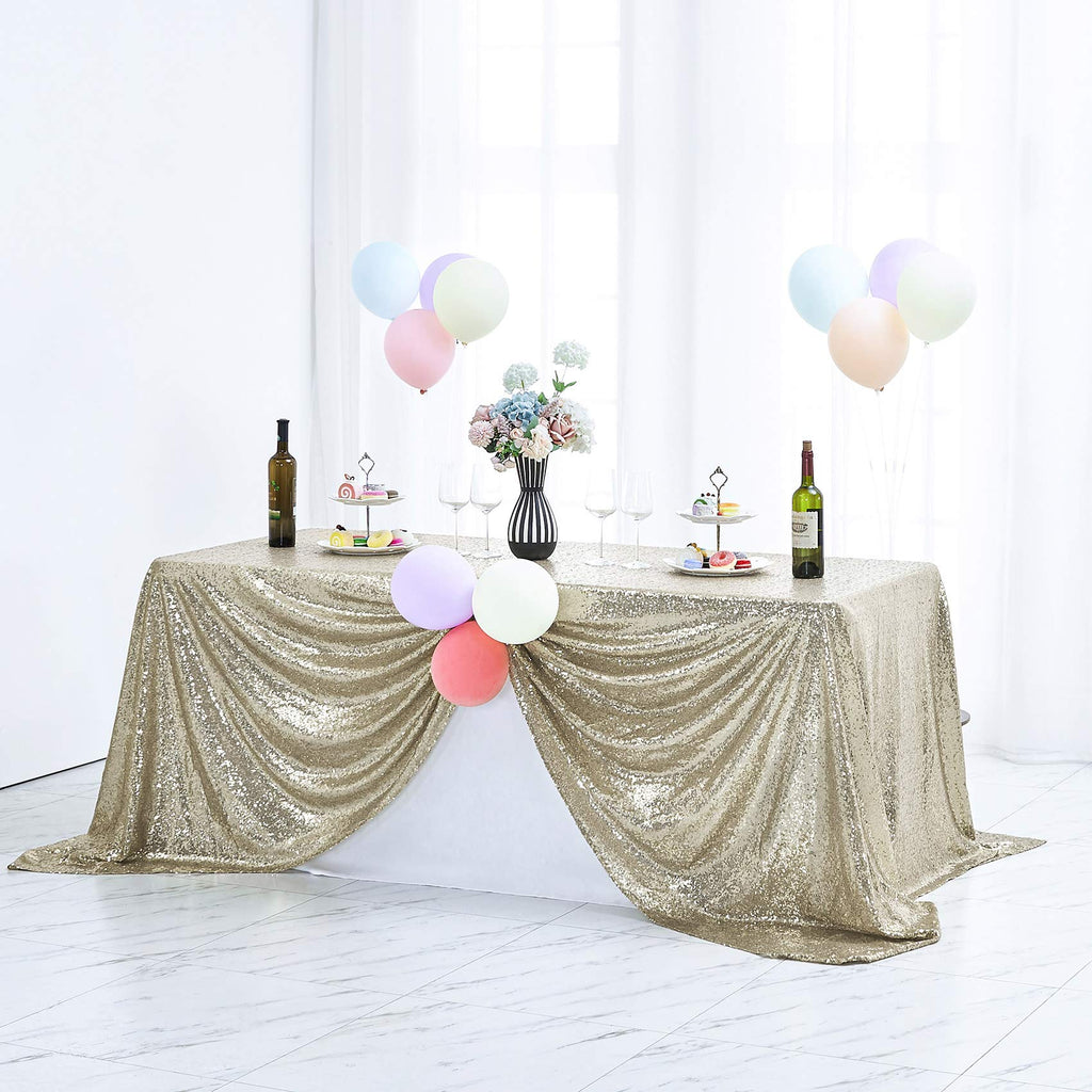 50x80 inch Rectangular Sequin Tablecloth Champagne, Glitter Tablecloth for Bridal Shower Decorations, Birthday