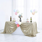 50x80 inch Rectangular Sequin Tablecloth Champagne, Glitter Tablecloth for Bridal Shower Decorations, Birthday