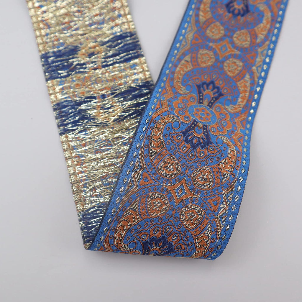 10 Yards Vintage Boho Jacquard Ribbon Trim, 1.9" Wide Embroidered Fabric Lace for Sewing, DIY Crafts, Clothing